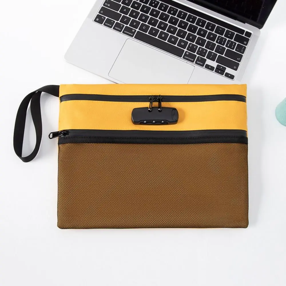 Password Lock Security Document Bag Oxford Cloth Waterproof Portable File Folders with Handle Large Capacity Safety Cash Case