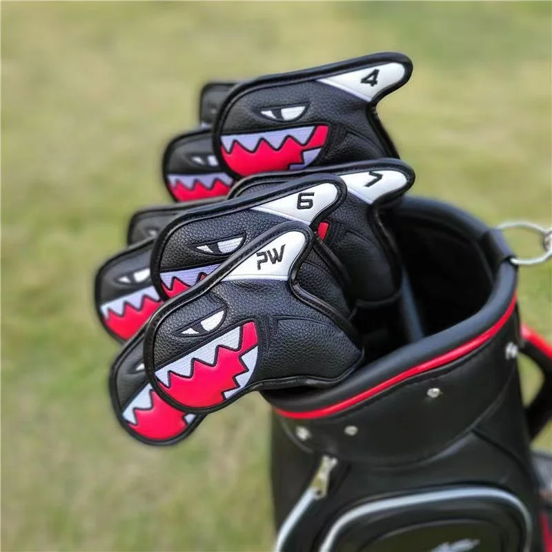 

9pcs Portable PU Golf Club Iron Head Covers Shark Golf Club Headcover Protector Golf Accessories Golf Sport Putter Cover