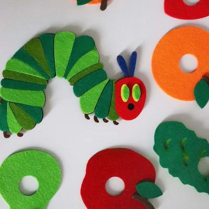 Hungry Caterpillar juguete de fieltro, libros de imágenes en inglés, ayudas para la enseñanza, clases abiertas, regalos para niños, juguetes