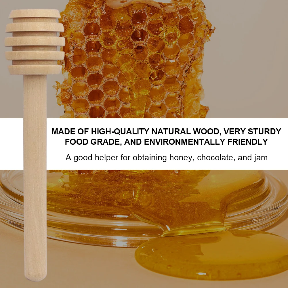 1-50PCS Honey Dipper Stick Long Handle Wood Honey Mixer Stir Practical Bar Spoon 8.4cm Honey Mixing Stick Kitchen Tools