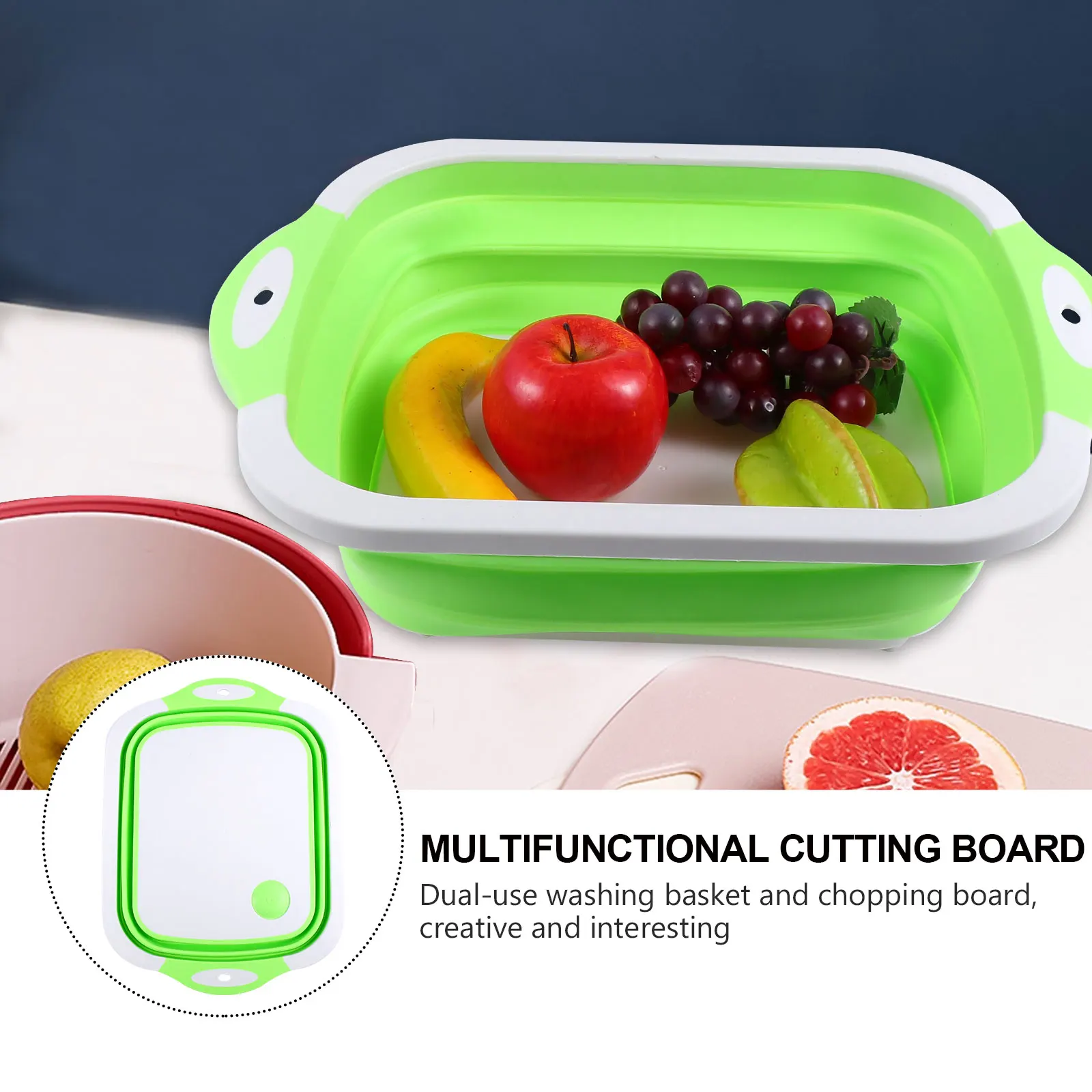 

Folding Cutting Board Multifunctional Kitchen Draining Basket Plastic Silicone Chopping Colander Vegetable Meat Fruit Storage