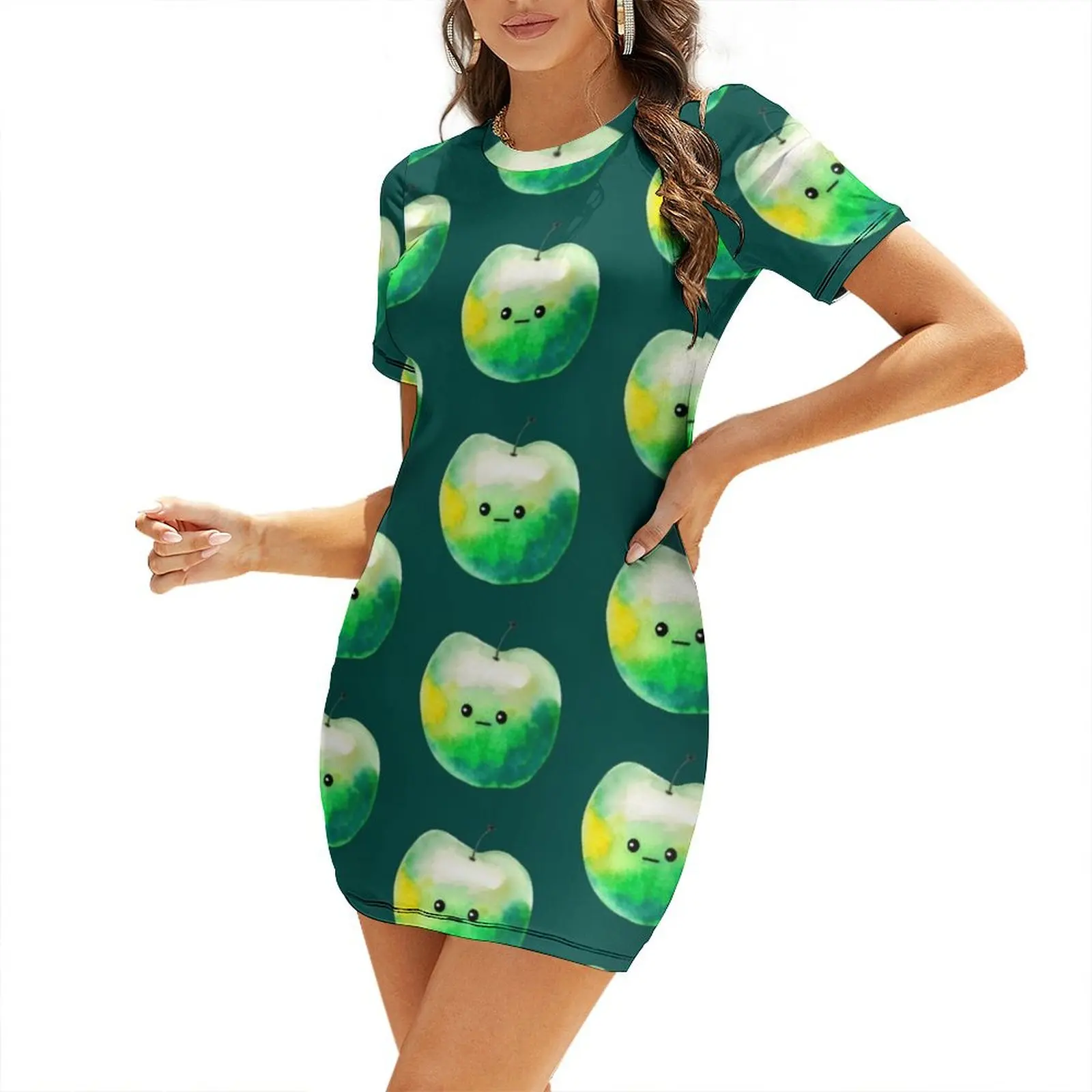 

Bored Green Apple Short-Sleeved Dress festival outfit women chic and elegant woman dress Dress