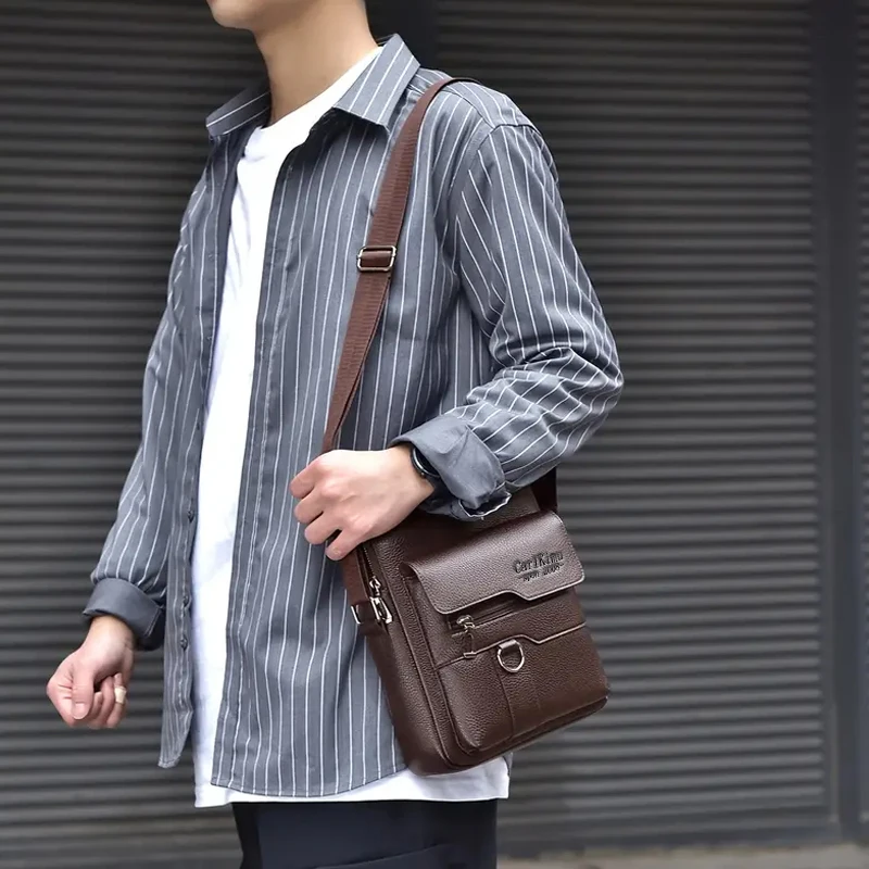 Everyday Versatile Vintage Leather Mens Crossbody Bag Trendy Secure Buckle Layout, Ideal for Shopping, Work and Weekend Trips image 6