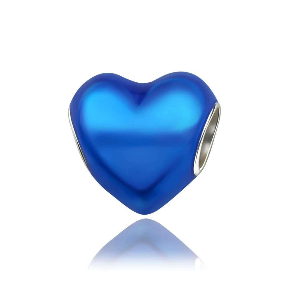 925 Sterling Silber Bunte Glänzende Herzförmige Anhänger-Perlen Passend für Schlangenketten-Armband Halskette Frauen DIY Geburtstag Schmuck Geschenke – Detail 1