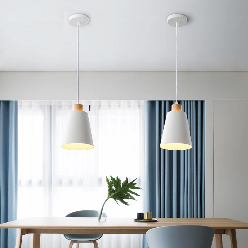 PHYVAL Nordic Pendant Lamp simple Creative Modern Pendant Light White lampshade E27 Bedroom Restaurant Living Room Lighting