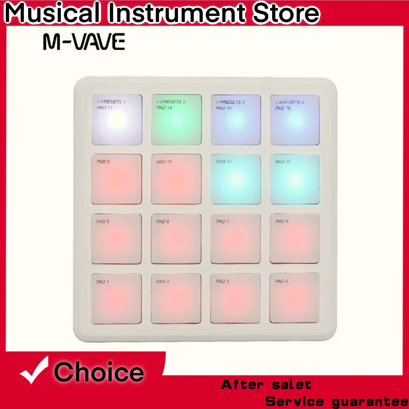 M-VAVE SK-16 SMC-PAD Wireless MIDI Controller Pocket Pad USB-C Interface Portable Design Suitable Percussion Instrument Part