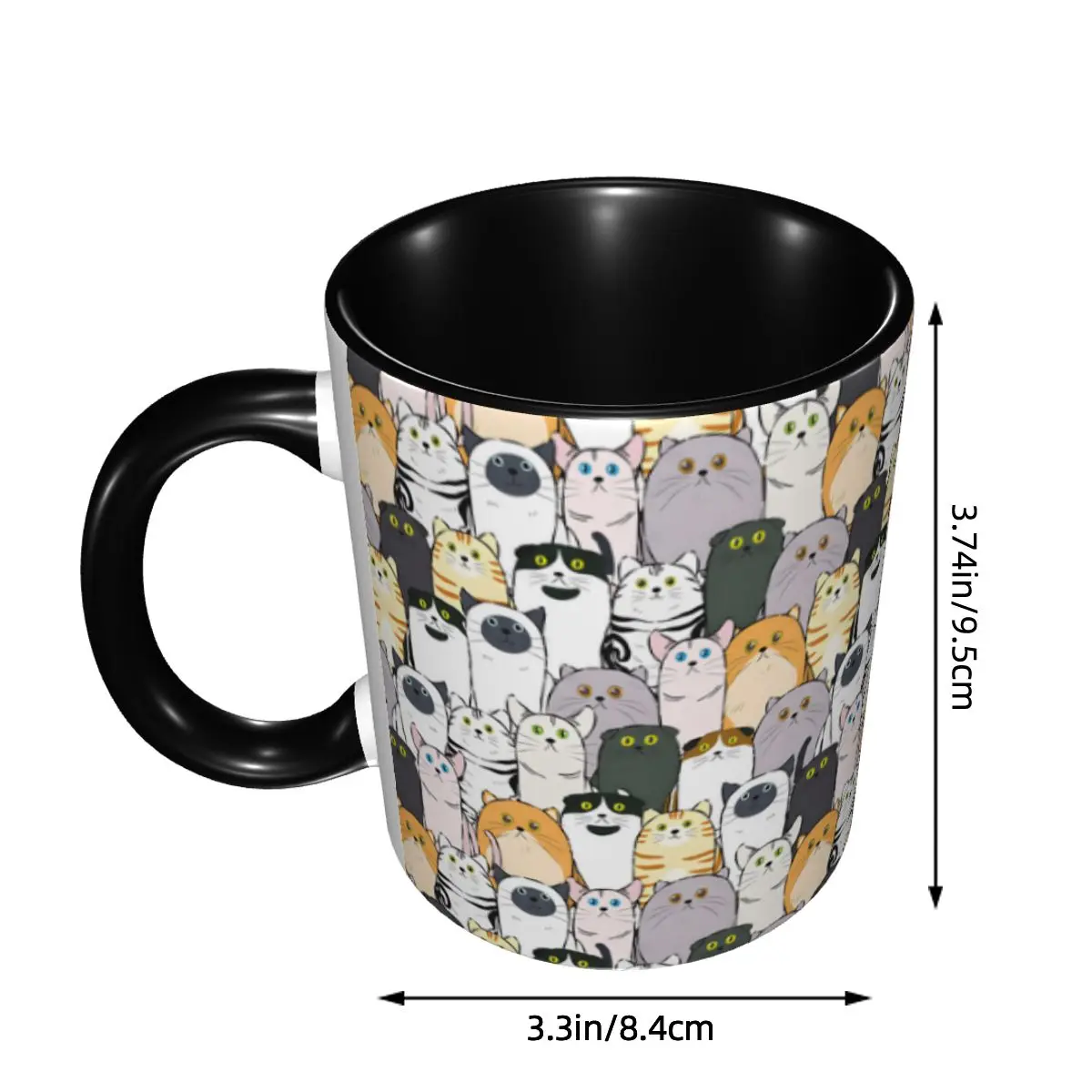 Personalized DIY Cute Black Cat Ceramic Mugs Colorful Pattern Oil Painting Coffee Cups Creative Gift 3
