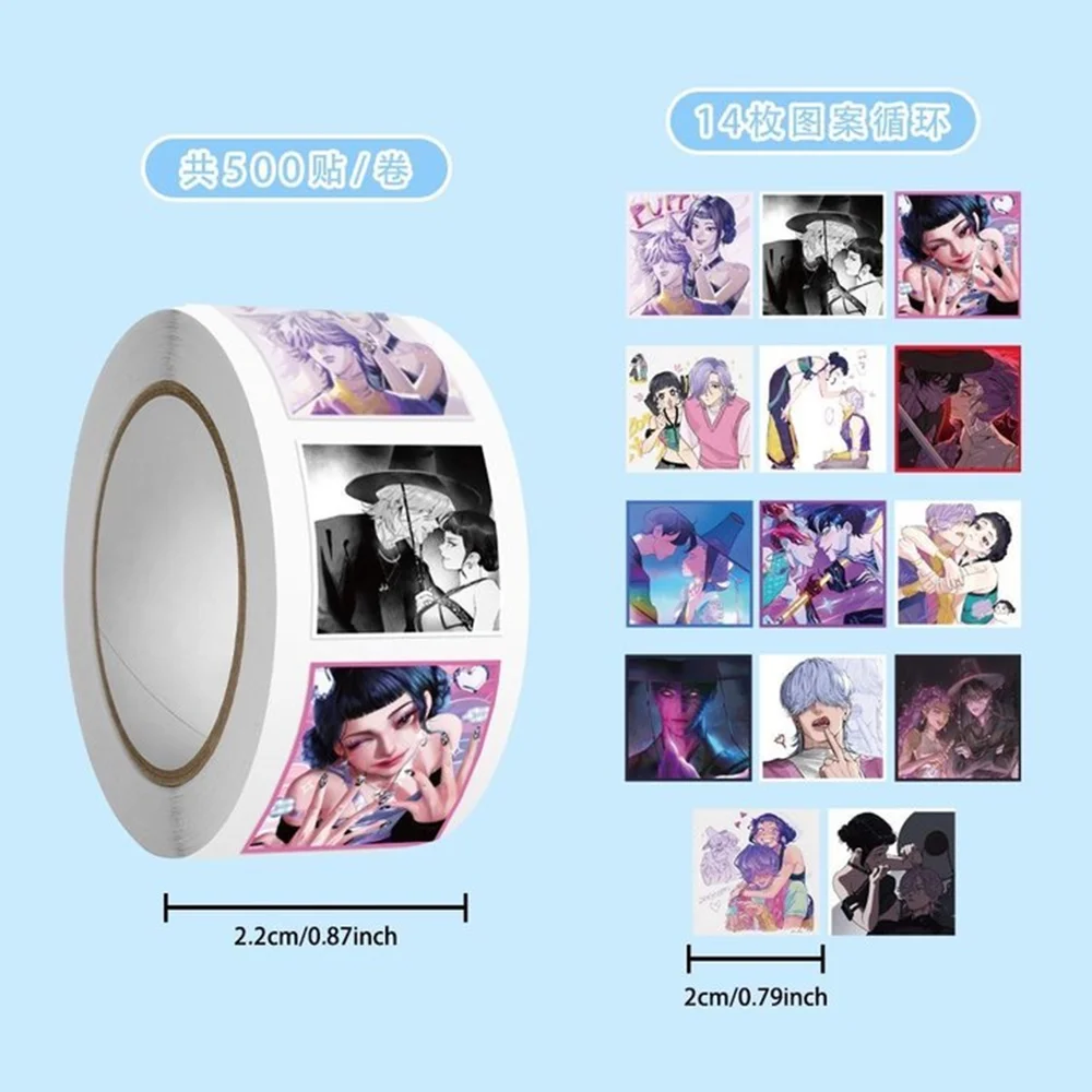 

500pcs/Roll Funny Kpop Demon Hunters Cartoon Sealing Stickers DIY PVC Laptop Decals Decoration Reward Gift Toy
