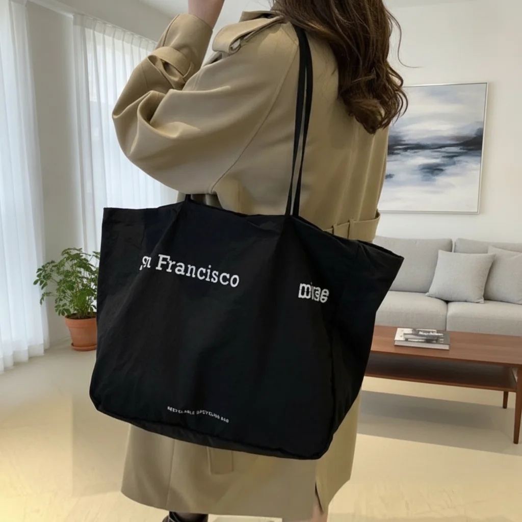 

Casual Large Capacity Canvas Shoulder Bag Letter Print Solid Color Underarm Bag Street Style Shopping Bag School Handbag Women