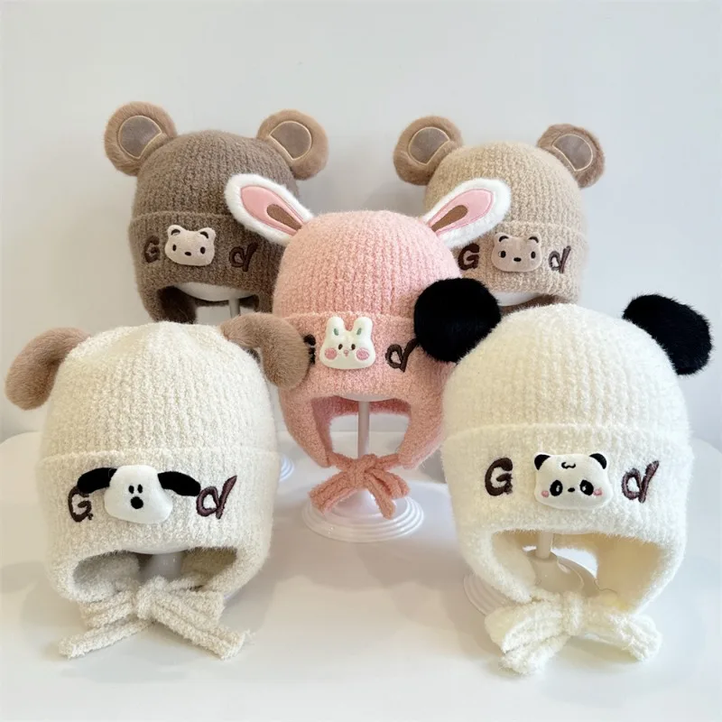 

Мультяшная кукла в корейском стиле, утепленная шапка для маленьких девочек, экспортная зимняя супер милая теплая шапка для мальчиков, уличная ветрозащитная шапка