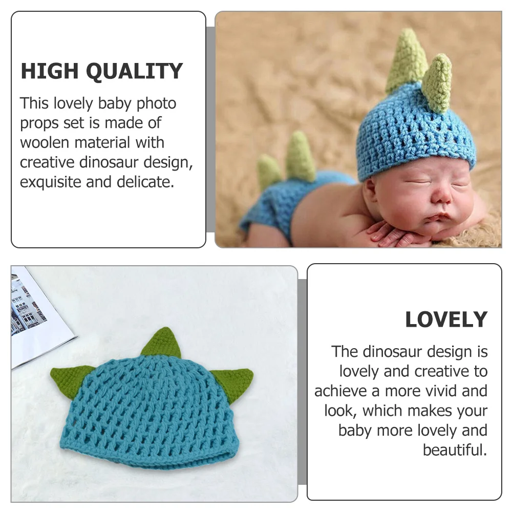 

1Set Dinosaur Crochet Costume Photography Props Hat Pants Photo Props Crochet Outfit Clothes