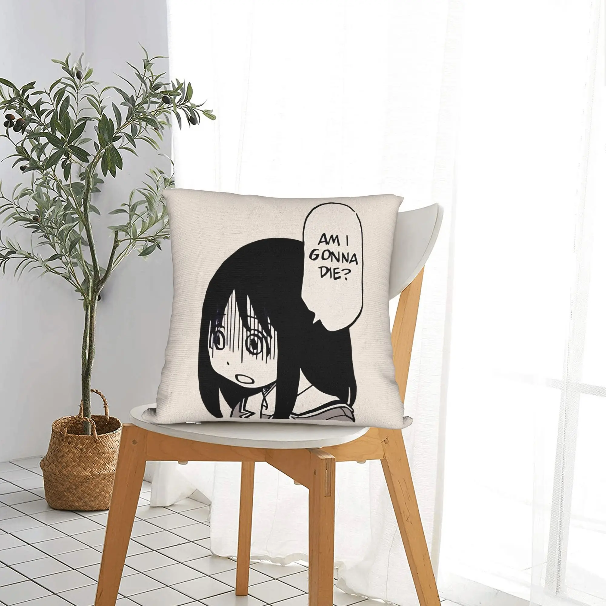 i gonna die  azumanga daioh  Square Pillow Cases  Cushion Covers Customized Polyester Decor Pillowcase for Seat 45*45cm