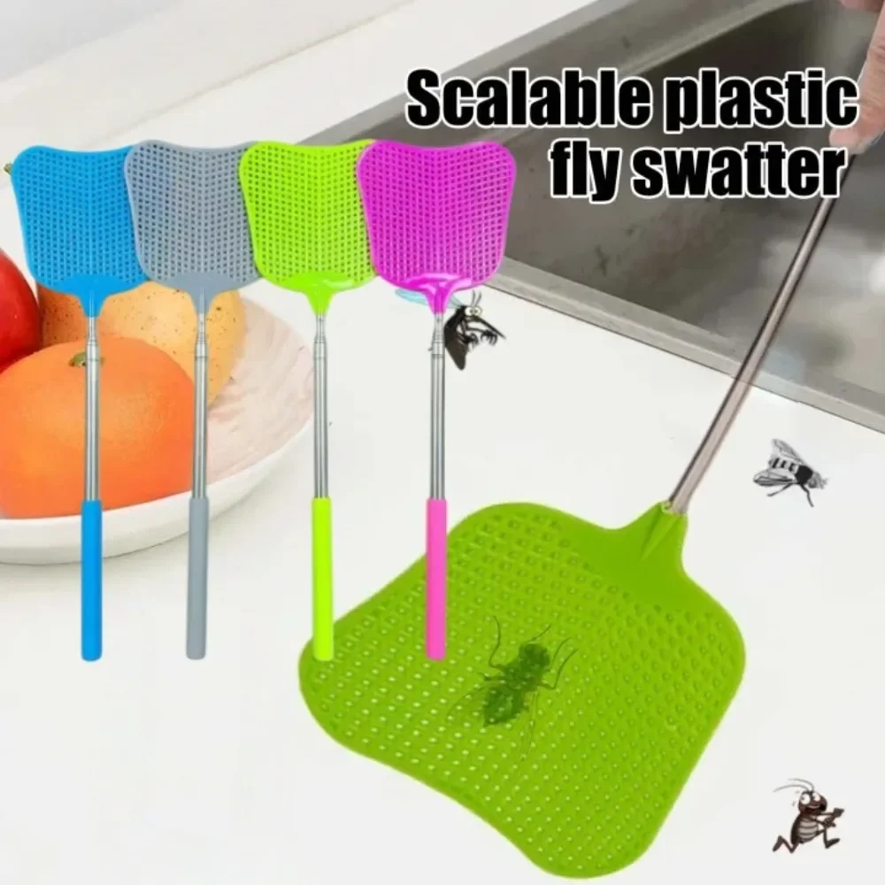 Retractable Extended-handle Fly Swatter, Kitchen and Yard Pest Swatter Tool for Mosquitoes and Cockroaches