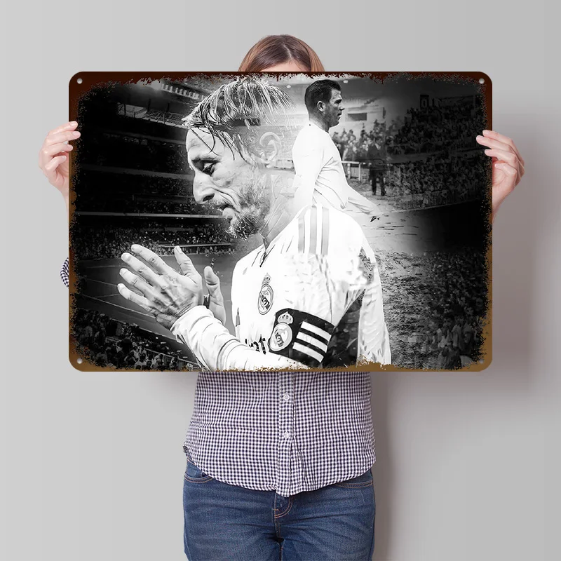 Black and White Football Legends Metal Poster Customized Wall Art Retro Vintage Metal Signs for Man Cave Home Decor Living Room
