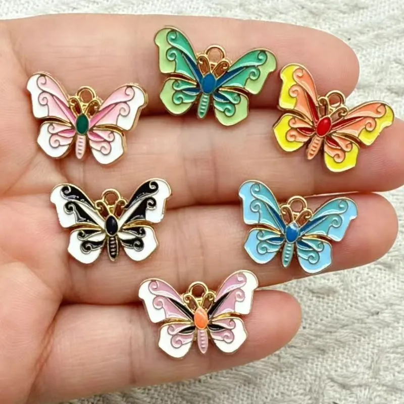

10Pcs Colorful Butterfly Charms Pendant Enamel Alloy Charm for Women DIY Jewelry Making Cute Earring Necklace Accessorie