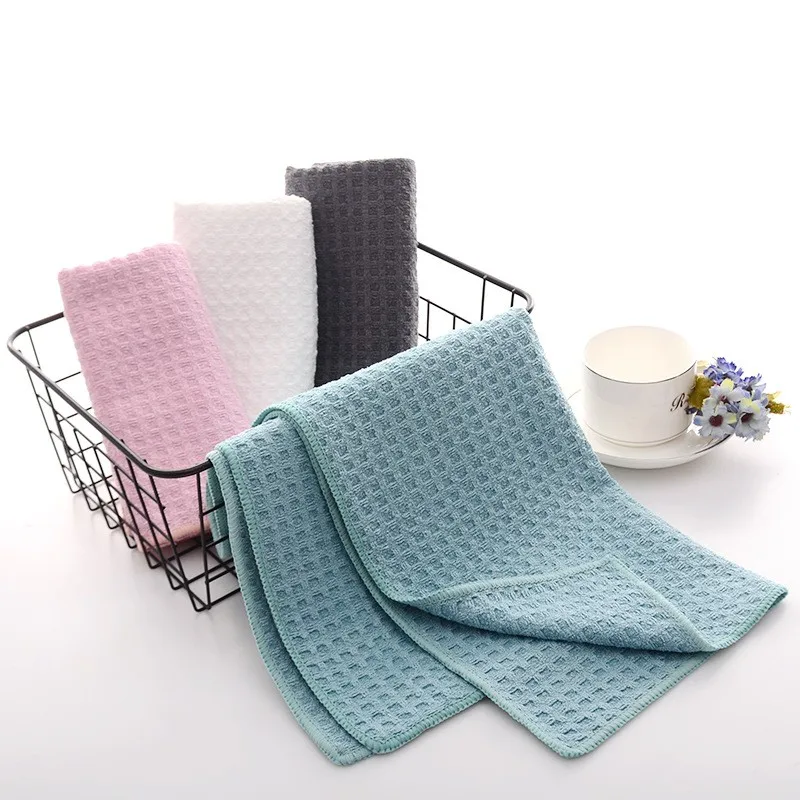 Ultra Soft Absorbent Towel Waffles Weaves Cotton Squared Towel Comfortable Fast Absorbing Towel For Face Washing