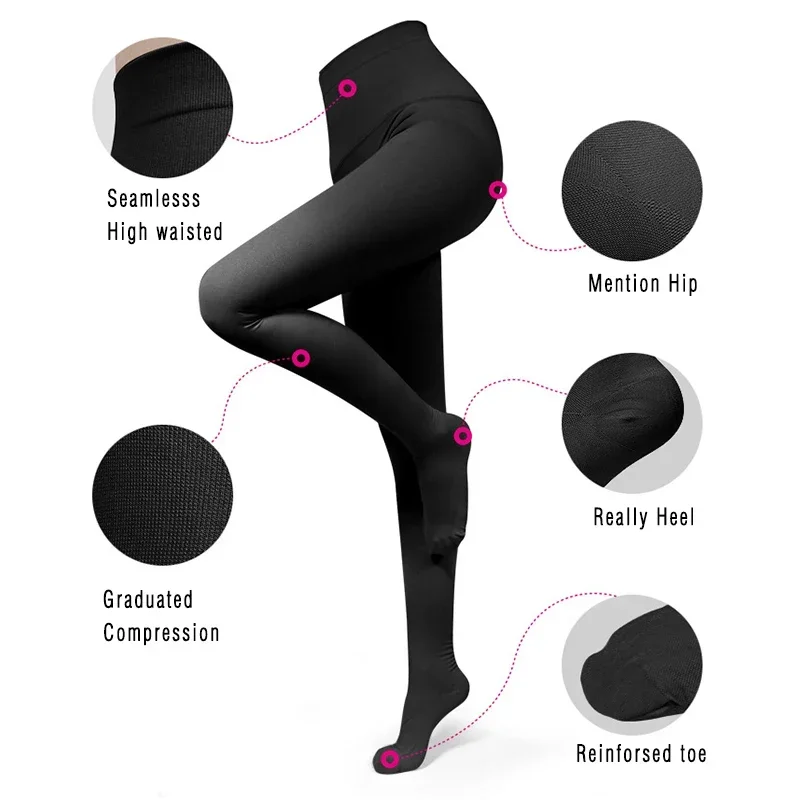 Plus Size Medical Compression Pantyhose 20-30 MmHg Thigh Length Support Stockings for Varicose Veins Compression Leggings