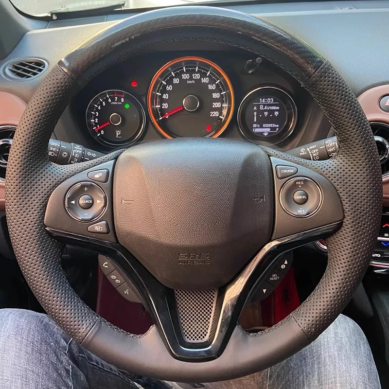 

DIY Hand Stitched Steering Wheel Cover Non-Slip Breathable For Honda XR-V Vezel Fit City GREIZ Gienia 2014-2022 Car Accessories