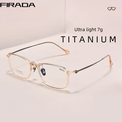 FIRADA Fashion Comfortable Eyewear Vintage Squar Titanium Glasses Transparent Prescription Eyeglasses Frame For Men Women L9114Y