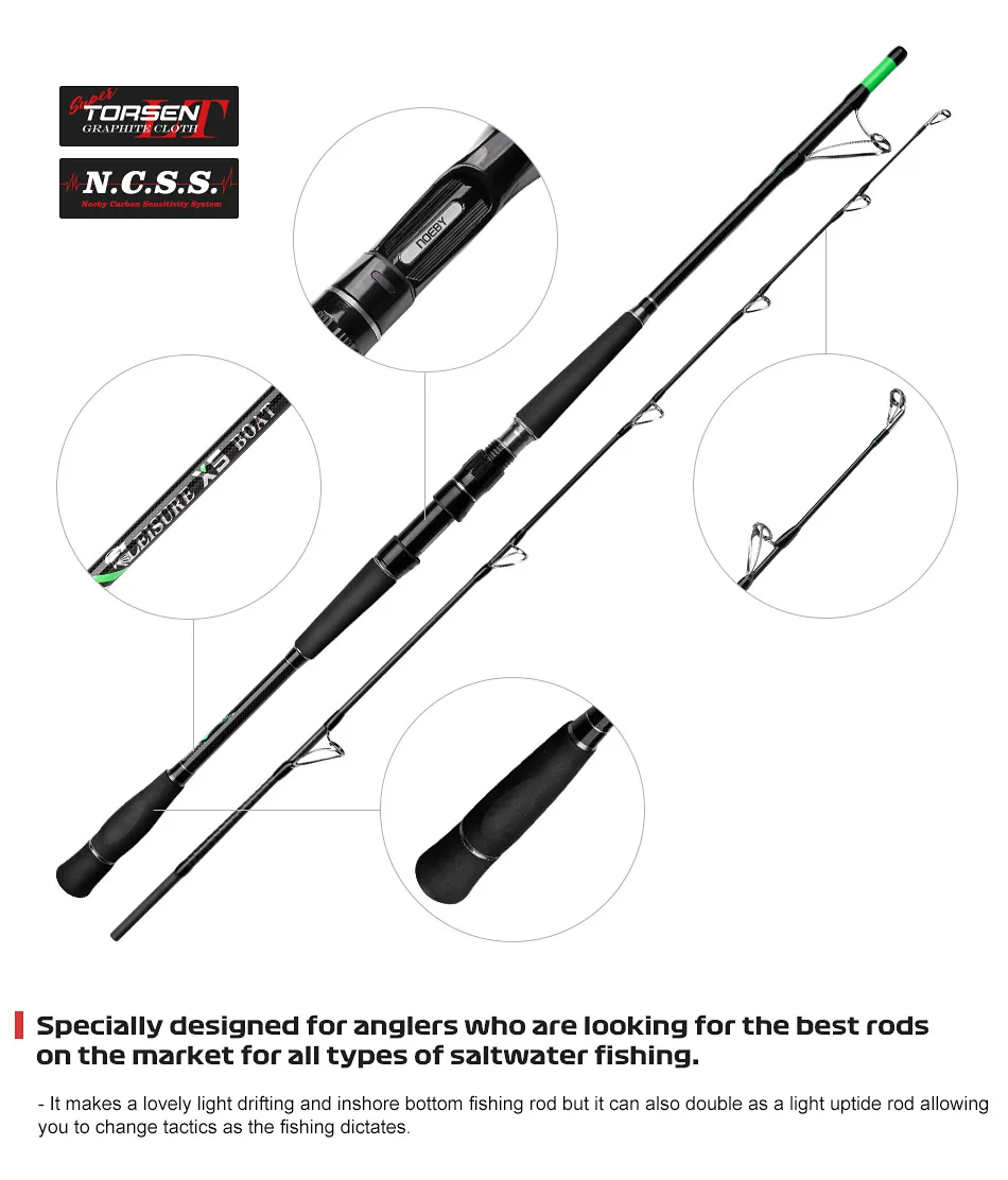 Noeby-Boat Angelrute, vielseitige Boots-Jigging-Rute, Thunfisch Big Game Meeresangelruten, maximale Zugkraft 19 kg Sinker, 80–300 g, 1,83 m, 2,13 m, 2,43 m – Detail 7