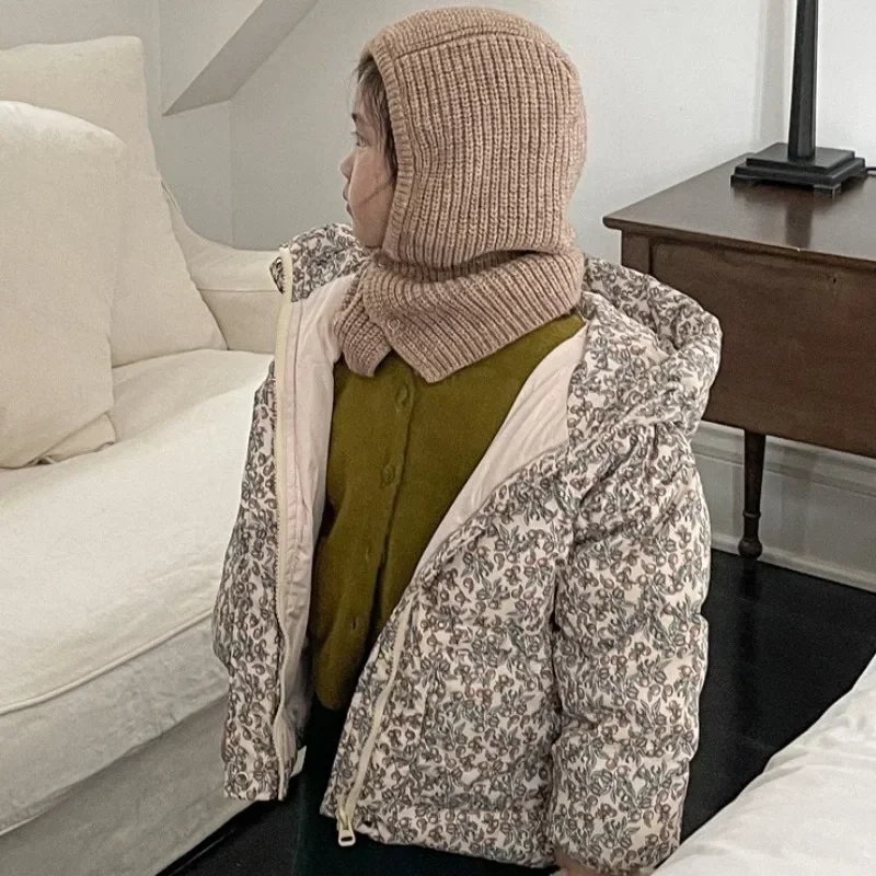 

2025 Winter Baby Girls Thicken Warm Hooded Jacket Coats Kids Floral Printed 90% Duck Down Overcoats 1-6Yrs Outerwear Top Clothes