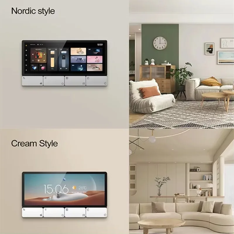 F5 6 Inch WiFi Multi-function Smart Screen Touch Control  With Music Amplifier 8 Button Android 11 For Smart