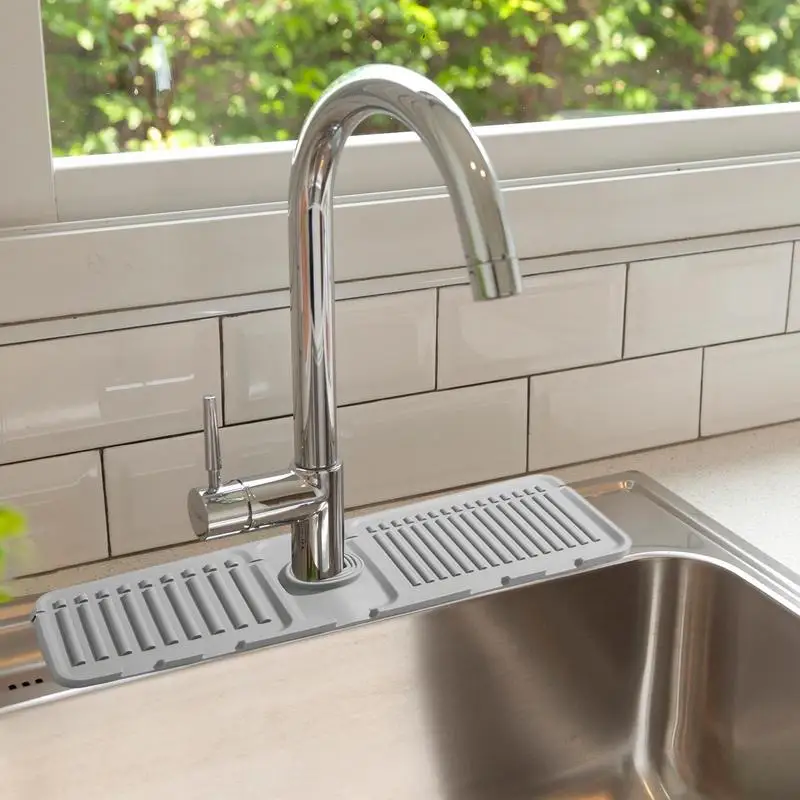 Silicone Sink Faucet Pad Silicone Water Catcher Mat Sponge Holder Mat Kitchen Gadgets Sink Accessories Sink Splash Mat For