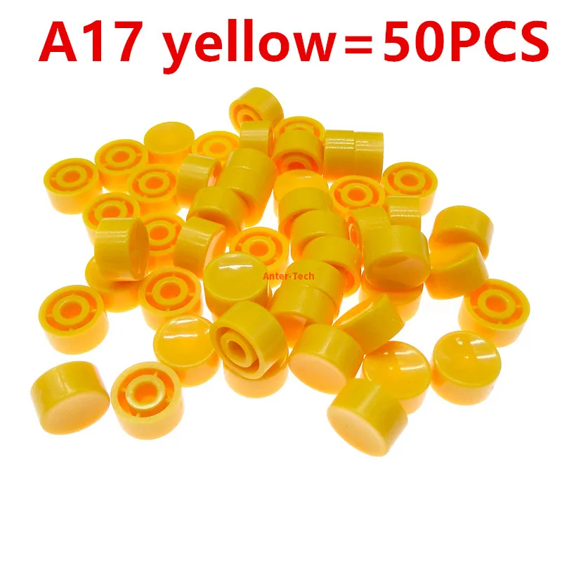 50PCS A17 3.2/3.4mm Plastic Tactile Switch Button Caps Push Key Caps Multicolor Concave 5.3*10mm for 6 * 6 Round Tact Switch