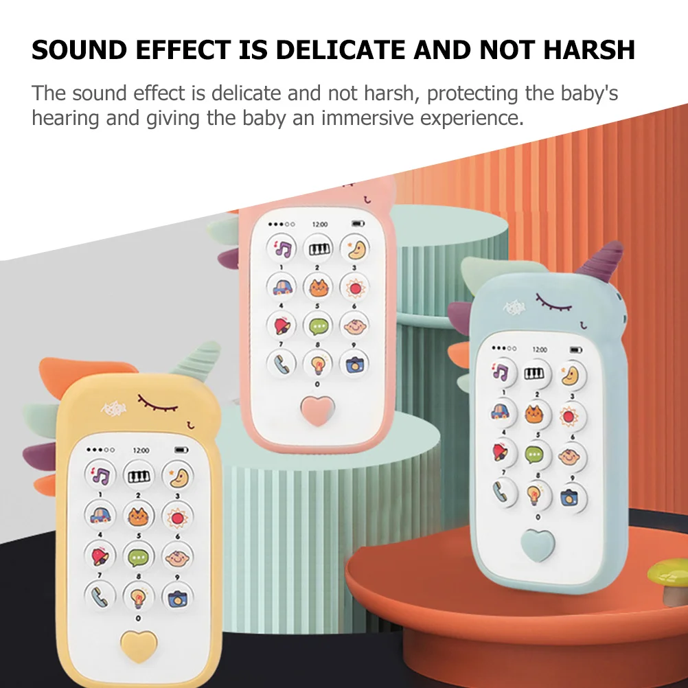Musical Baby Phone Cartoon Pretend Play Teether Educational Early Learning Phone Interactive Sound Simulation Baby Musical Toy