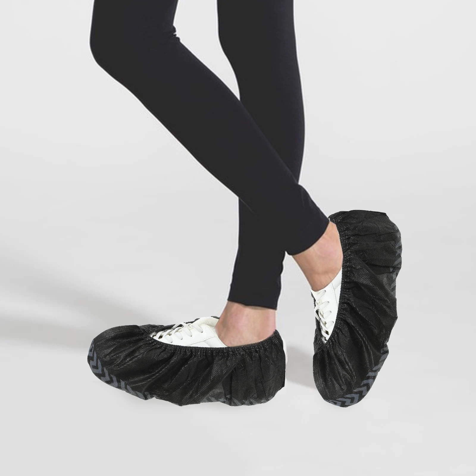 

100Pcs Breathable Shoe Covers Thickened Black Non Woven Disposable Anti Slip Shoe Protectors for Indoor Outdoor Wear