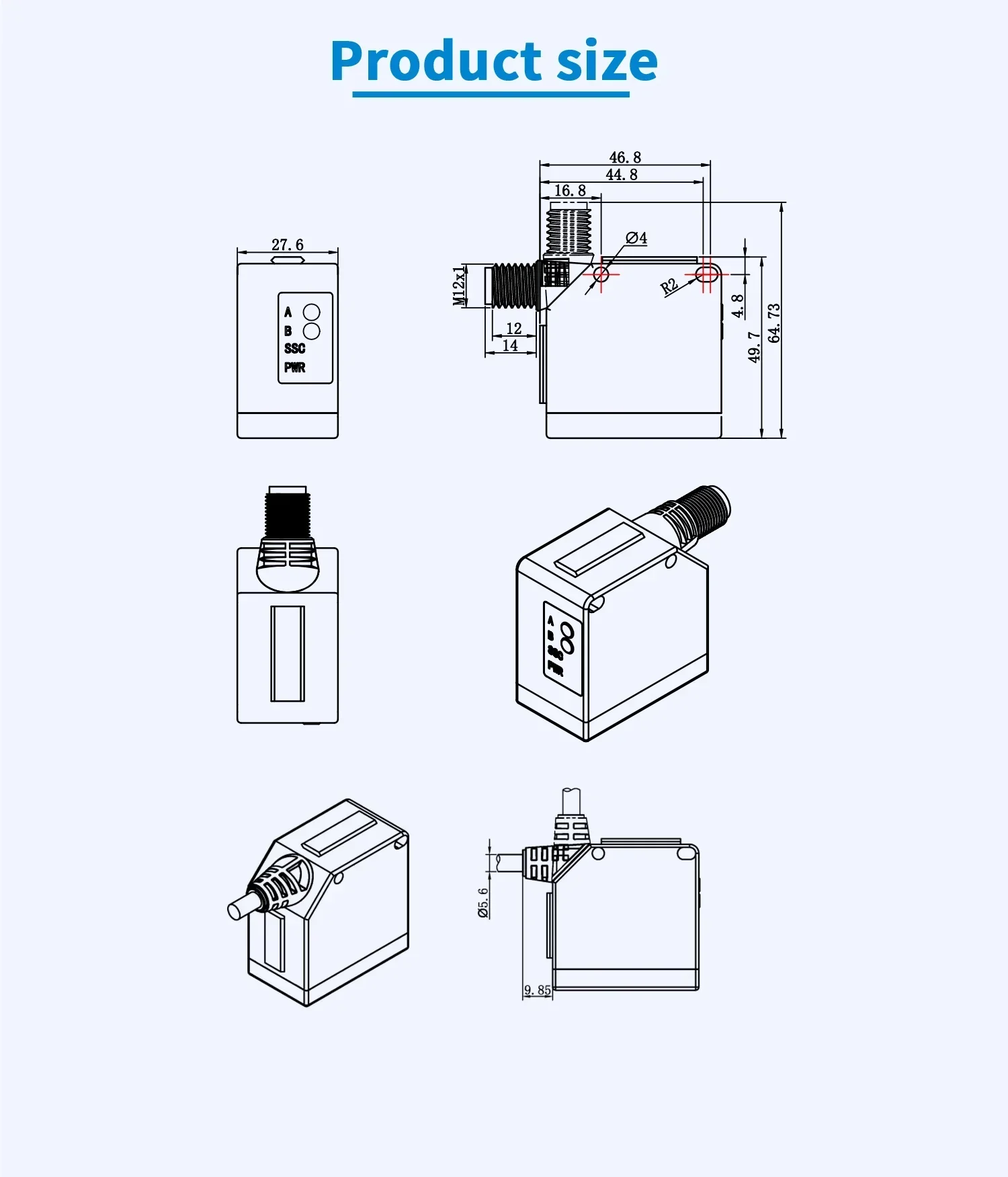 カスタマイズ可能な10m距離レーダーセンサー光電式方形拡散反射ライダーセンサー