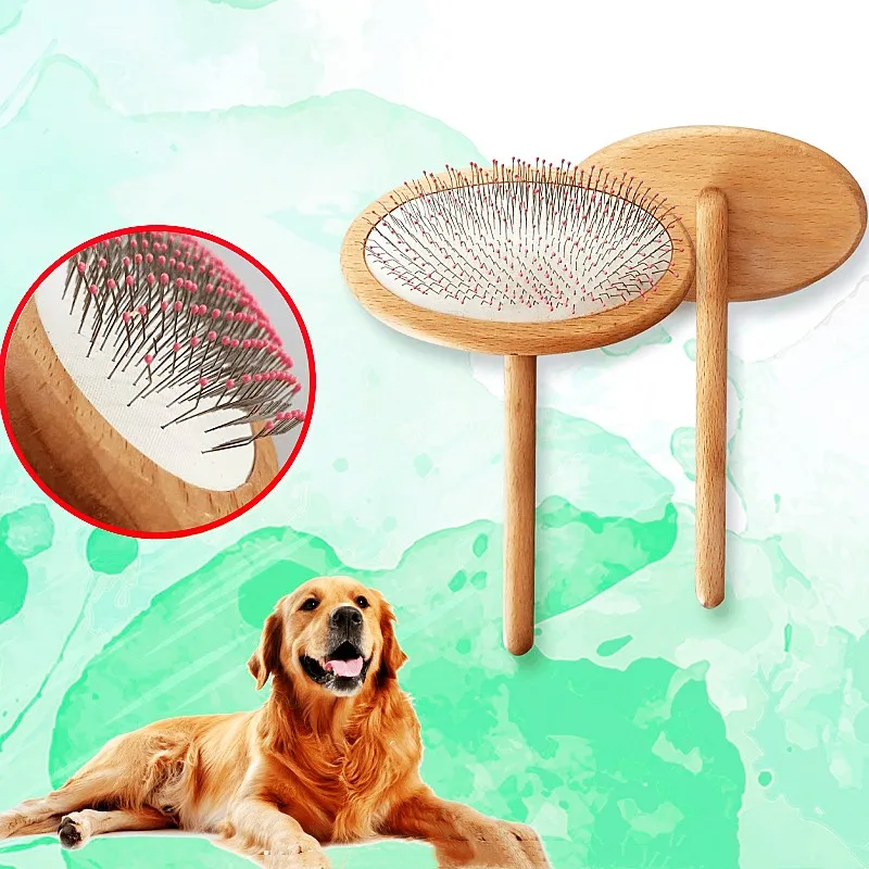 

Dog Brush Wooden Dogs Comb with Beads Pet Grooming Massage Cat Brush Pet Hair Remover Wooden Comb for Dogs Hair Knot Opening