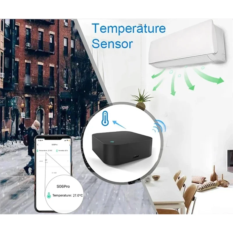 

ABGI-Tuya Smart Wi-Fi ИК-пульт дистанционного управления для кондиционера ТВ с датчиком температуры и влажности для домашней автоматизации работы