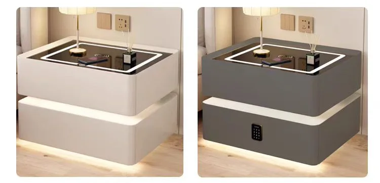 منضدة ذكية جديدة أثاث غرفة نوم من الخشب الصلب متعددة الوظائف شحن لاسلكي طاولة بجانب السرير حديثة #6