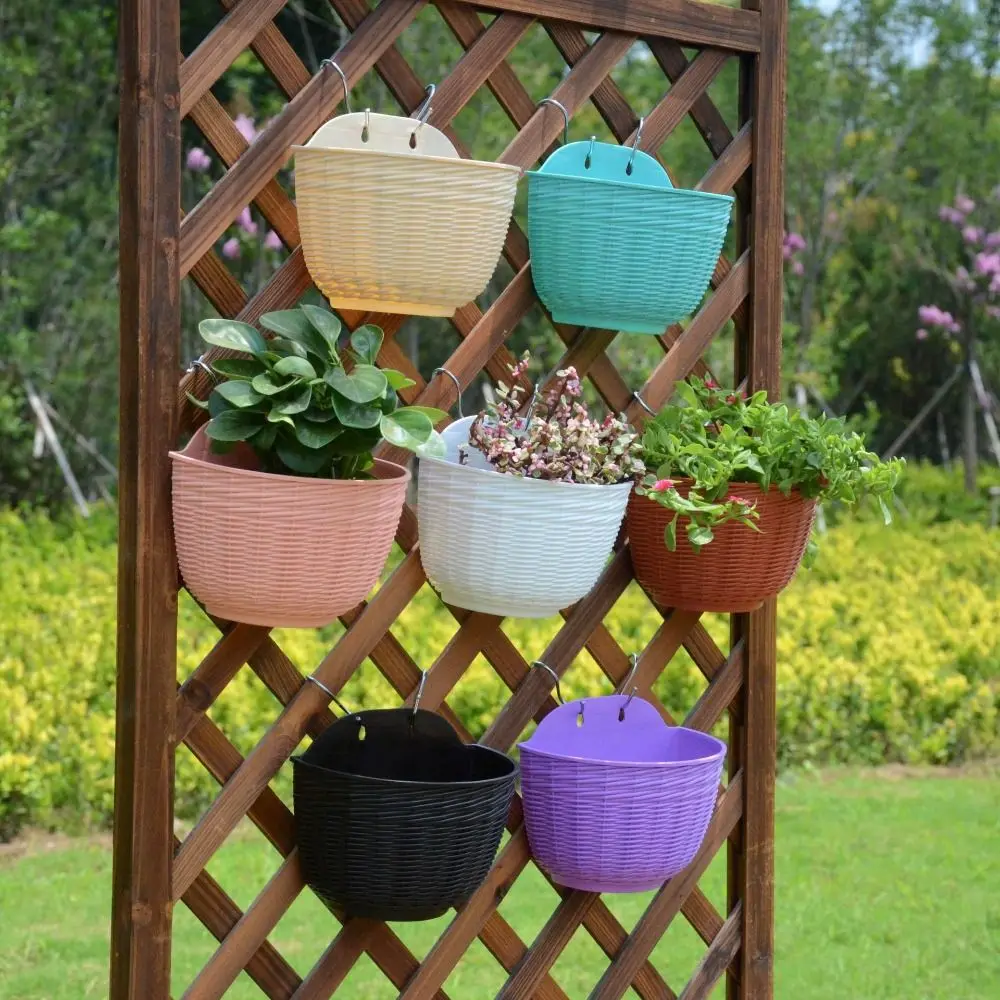 With Hook Hanging Basket Garden Supplies Fashion Self Watering Lazy Flower Pot Wall Mounted Hydroponic Planter Home Decor