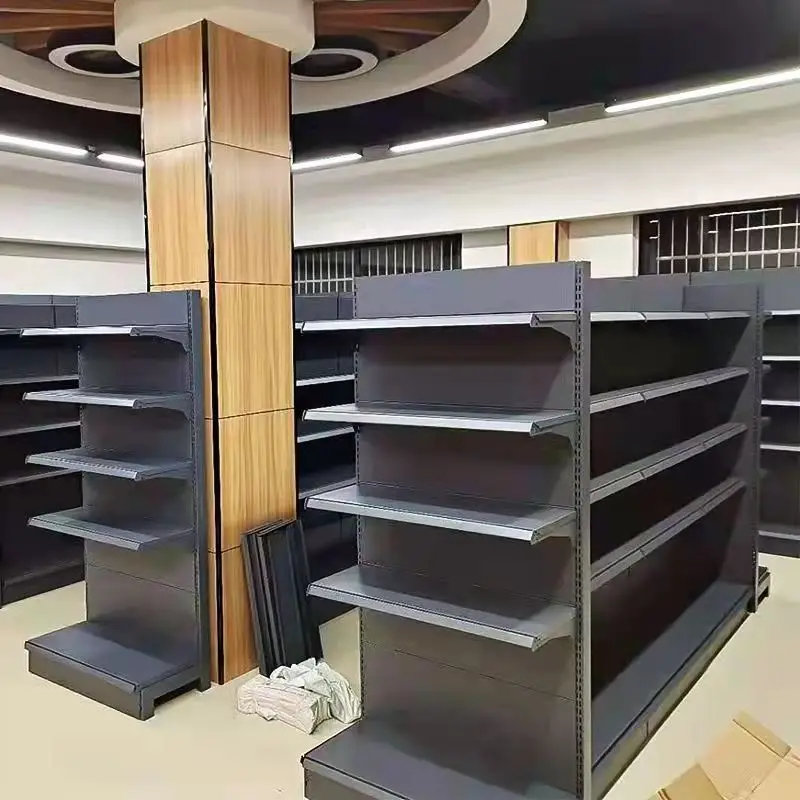 custom,Metal Supermarket Equipment Gondola Storage Display Stand Rack Shelf Combination Retail Shop Wall Shelves