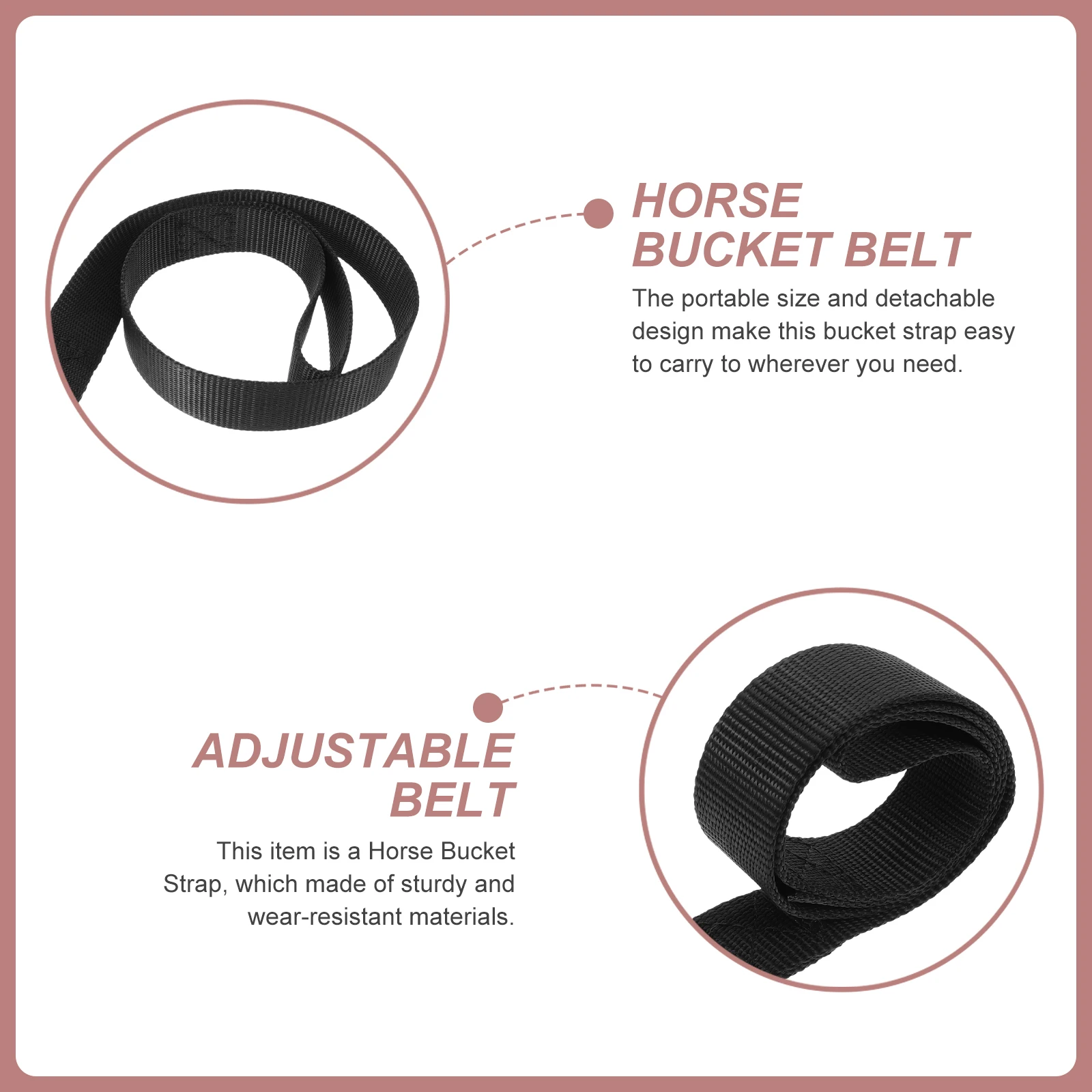 

Wear-Resistant Horse Bucket Strap Adjustable Length Quick-Attach Hook for Hanging Nets Buckets Feeders in Stables Pastures