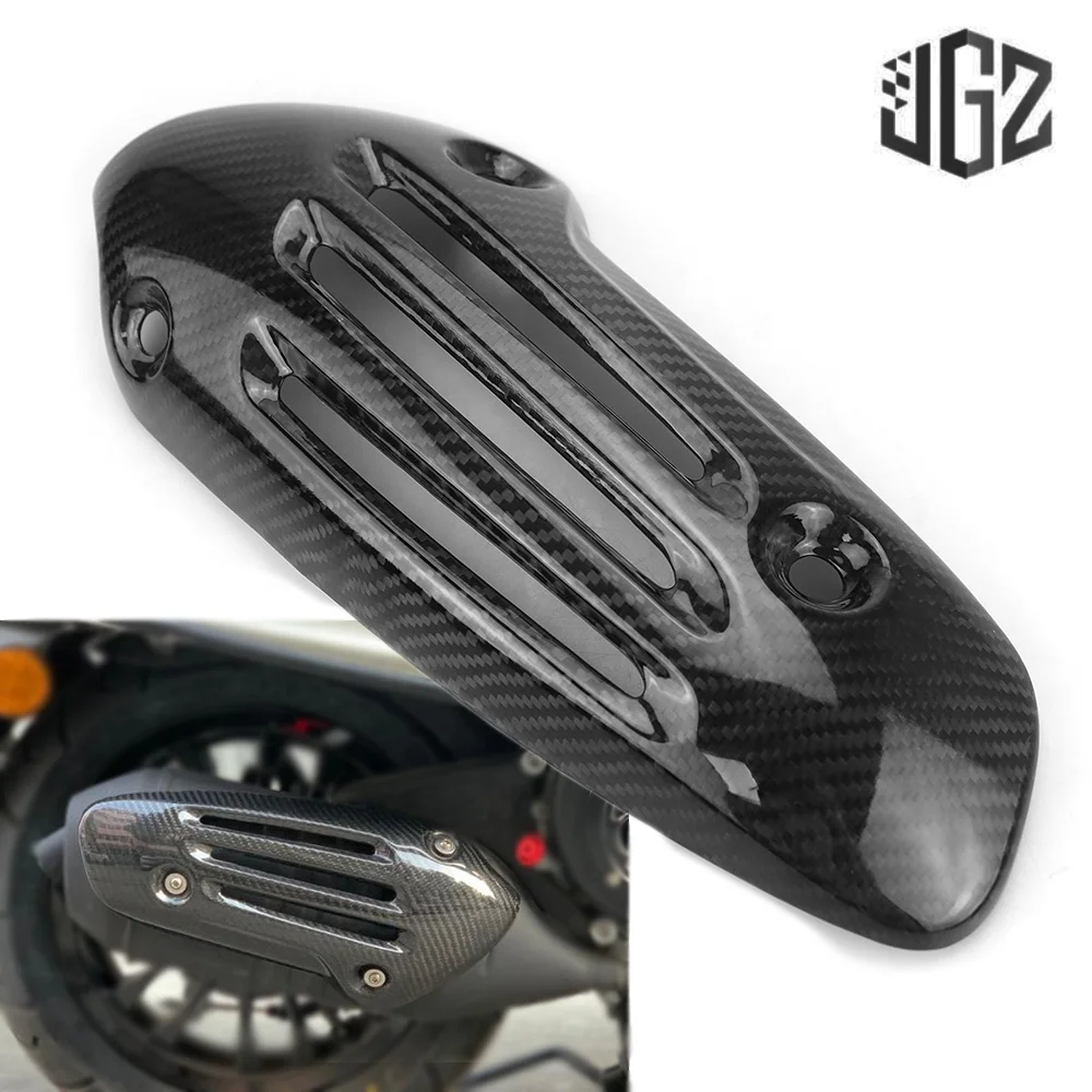 Motorcycle Real Carbon Fiber Uitlaatpijp Uitlaat Cover Isolatie Hitte Protector Shield Voor VESPA SPRINT PRIMAVERA LXV150 ABS