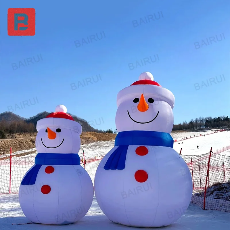 blue scarf red hat inflatable snowman christmas outdoor decoration festival activity giant snowmans