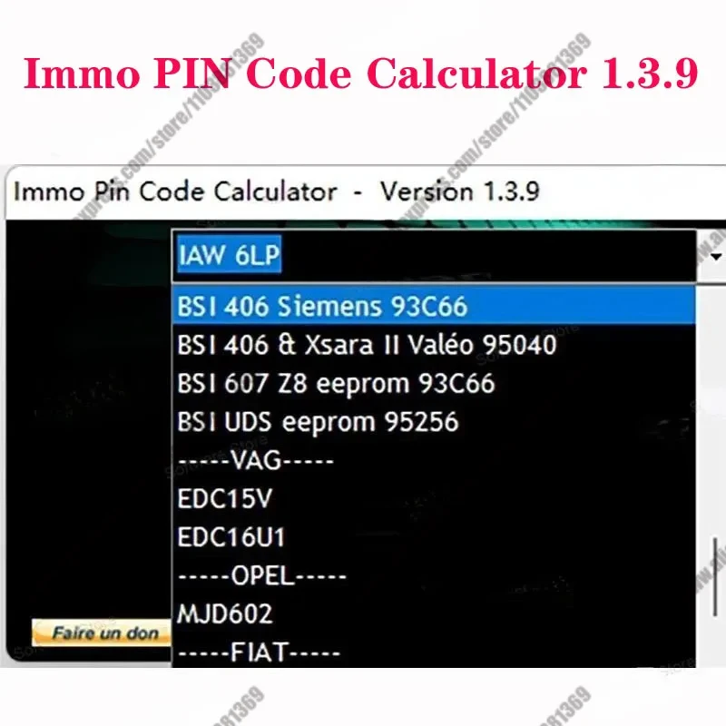 IMMO Pin Code Calculator V1.3.9 Repair equipment Diagnostic software Pin Code Calculator IMMO 1.3.9 obd2 scanner Code reader VCI