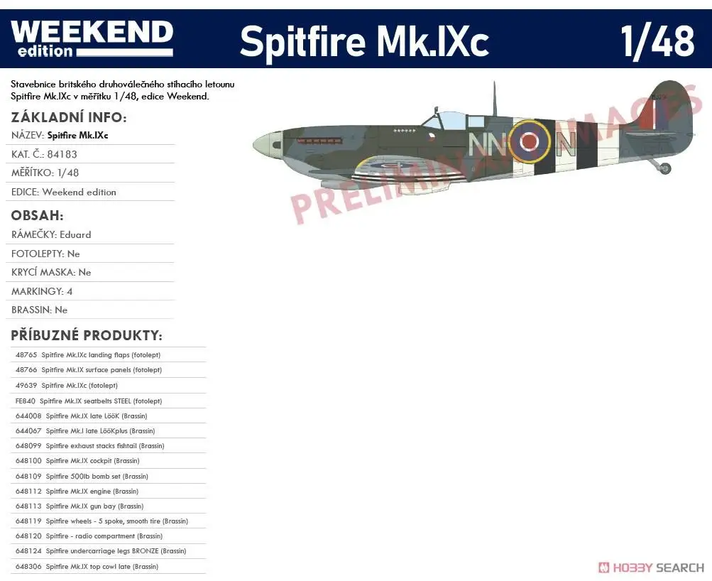 Eduard EDU84183 1/48 Spitfire Mk.IXc Weekend Edition Model Kit