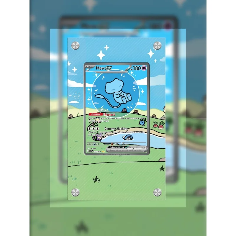 Art Display for Pokemon Mew Card PTCG Keychain Anime Game Collectibles Anime Merchandise Acrylic Protective Case Toys Gift