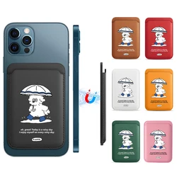 Upgrade Magnetic Korea Cute White line Dog Wallet Case For MagSafe iPhone11 13 14 12 Card Bag Holder Umbrella Pet Puppy Cover
