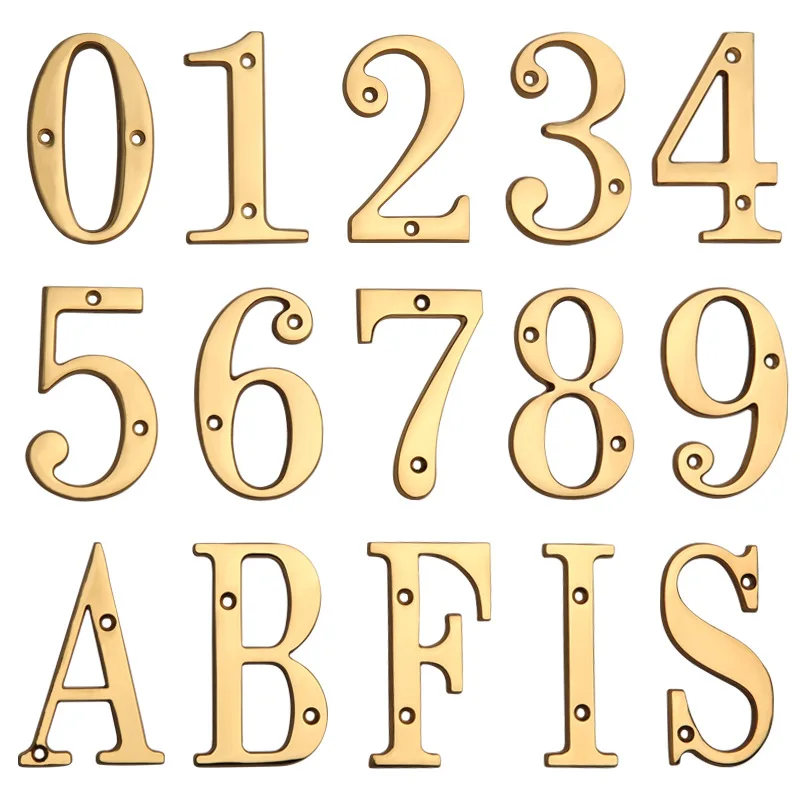 

Luxury Pure Brass House Number High Anti-corrosion Apartment Door Numbers Home Number Solid Cooper Outdoor Sign Plate