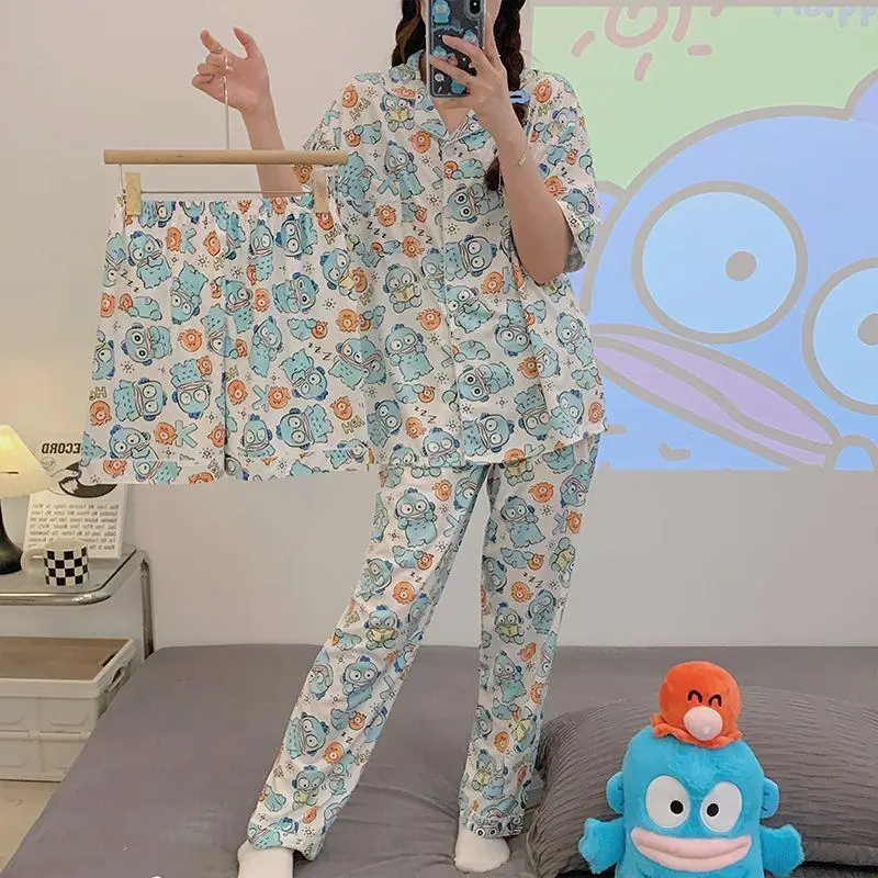 

Sanrio Kit Girl, сексуальная футболка, пижама, костюм-тройка Kawaii Hangyodon, аниме, модные летние студенческие шорты для отдыха, одежда для отдыха
