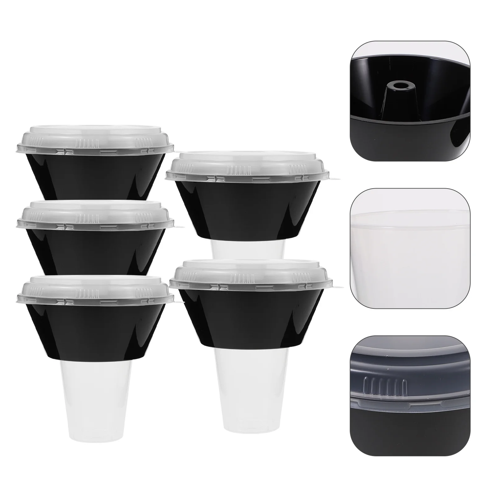 5 Juegos de tazas para aperitivos, tazas combinadas para bebidas, tazón de comida portátil, compacto, PP, grueso, gran capacidad, fácil de limpiar, uso diario para fiestas