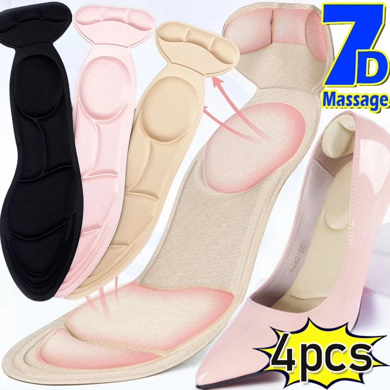 7D Soft Memory Foam Soft Insole Pad Inserts Heel Post Back Breathable Anti-slip Women High Heel Shoe Shoe Arch Support Insoles