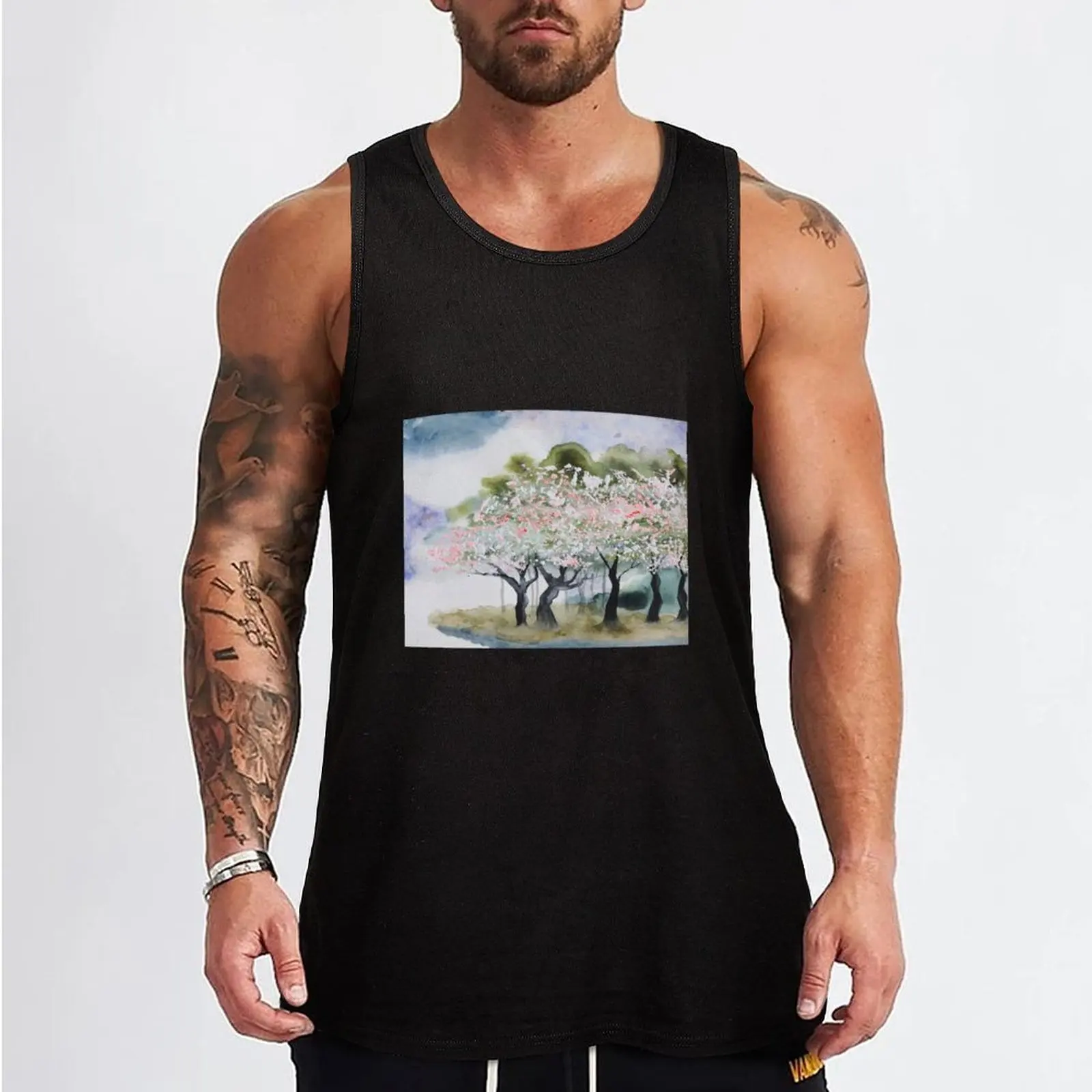 Japanese Cherry Blossom Trees Tank Top basketball T-shirt for fitness