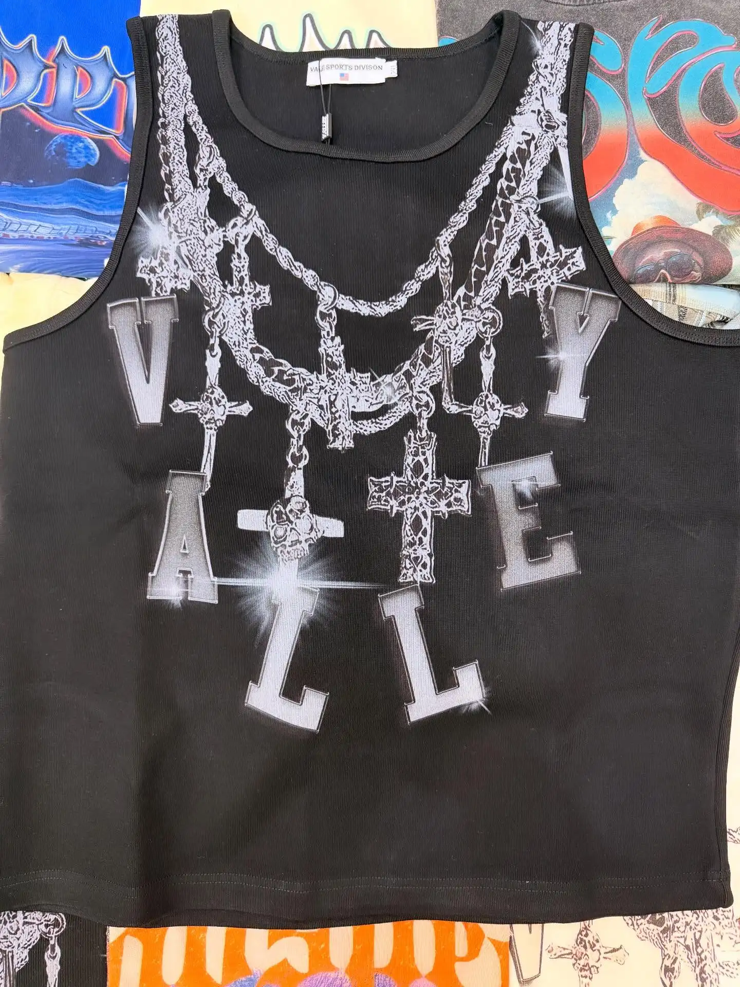 

American Sport Chain Tank Men Tank Top Trash Casual Hip Hop Goth Tops Vest Short Crop Harajuku Aesthetic Shirt Punk Streetwear