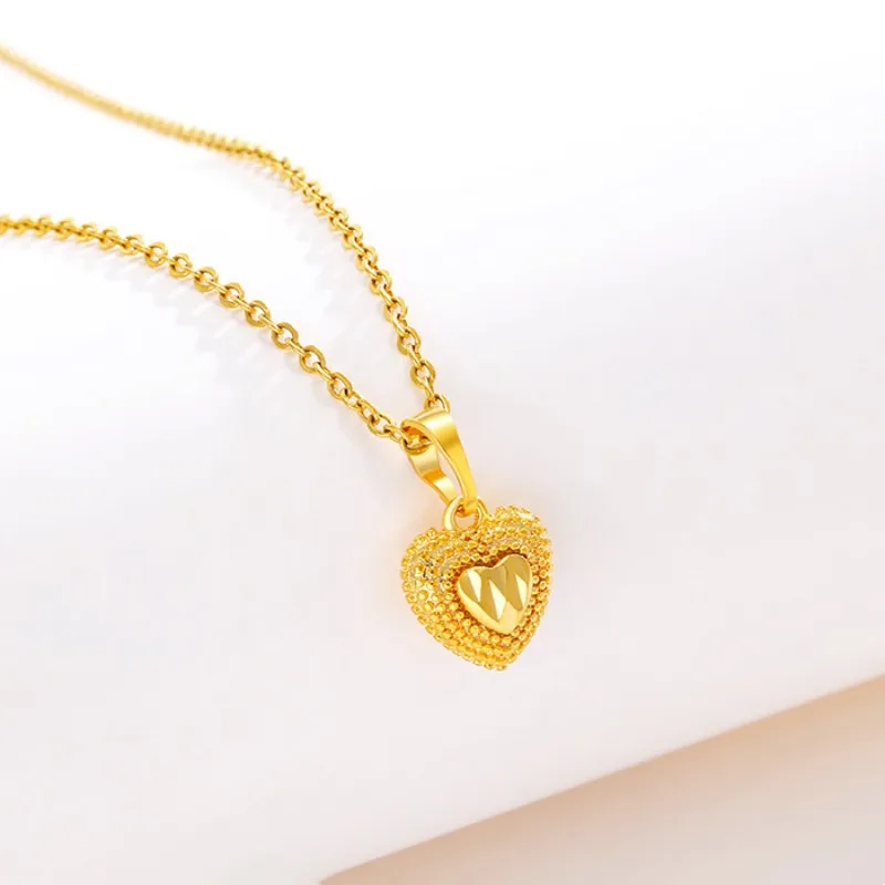 

Fashion Love Heart Necklace 24K Gold Plating Necklace For Women Lady Charm Shiny Link Jewelry Surprise Exquisite Advanced Gift